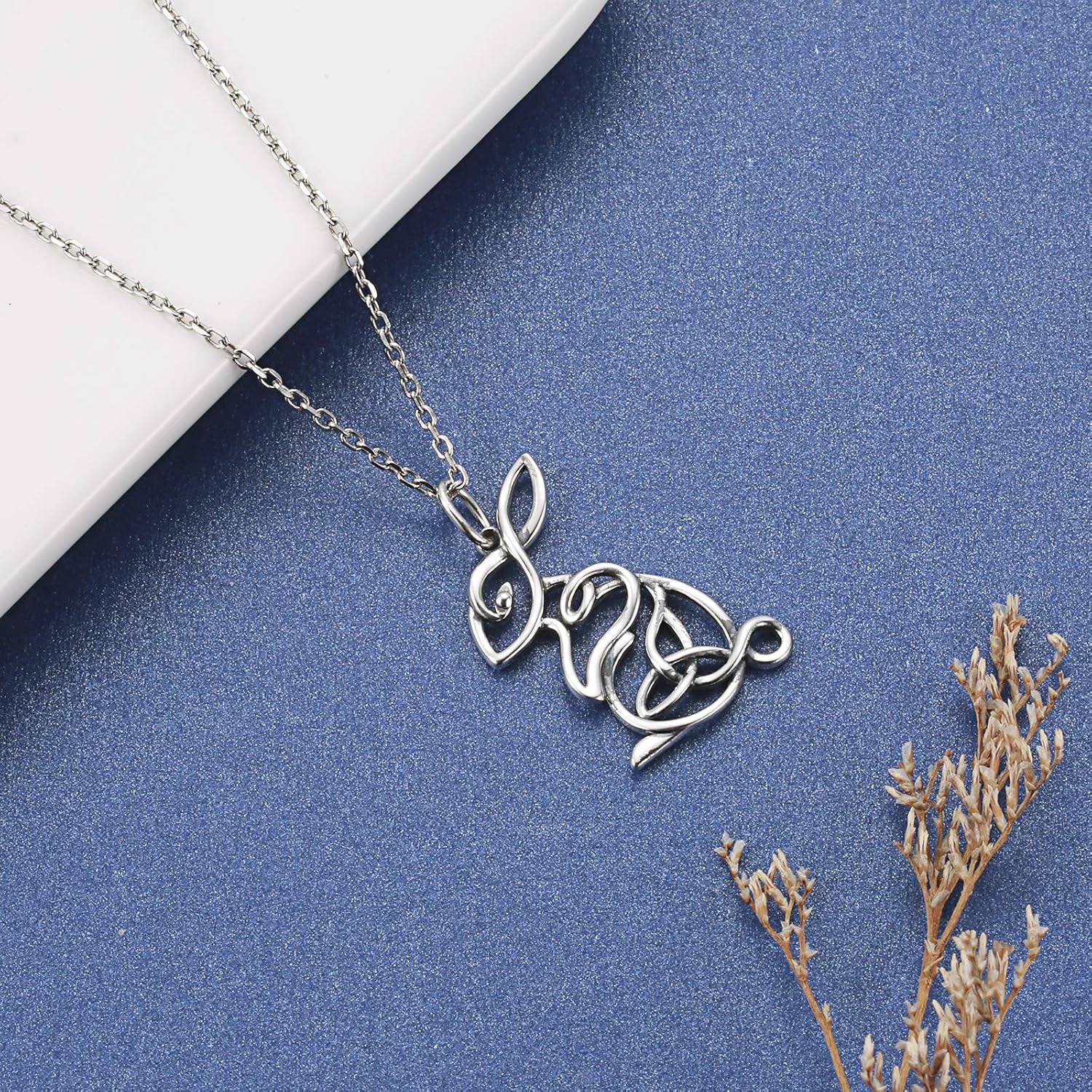 Sterling Silver Celtic Animal Necklace: Fox Bunny Rabbit Dragon Pendant Celtic Knot Necklace Jewelry Gift for Women